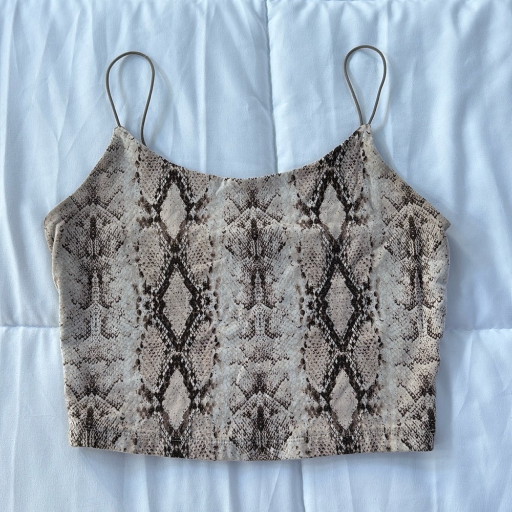 Garage Snakeskin Pattern Cropped Tank Top